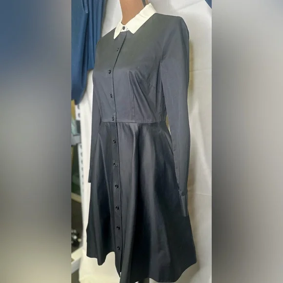 KATE SPADE Black Long-Sleeve Button-Up Pockets Dress; Wednesday Addams; Size 6 - Picture 2 of 8